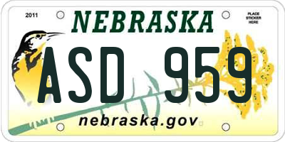 NE license plate ASD959