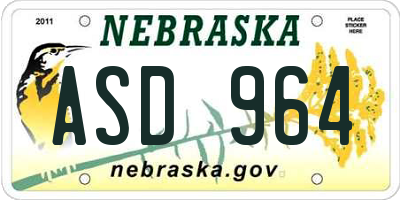 NE license plate ASD964