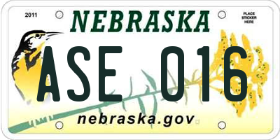 NE license plate ASE016
