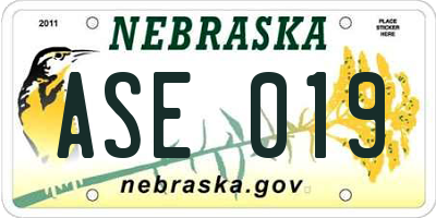 NE license plate ASE019