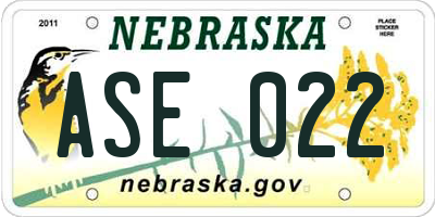 NE license plate ASE022