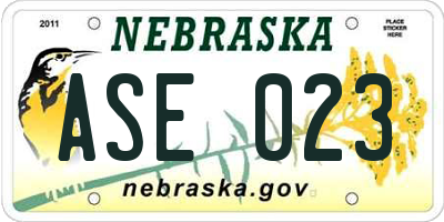 NE license plate ASE023