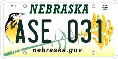 NE license plate ASE031