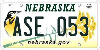 NE license plate ASE053