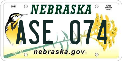 NE license plate ASE074