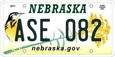 NE license plate ASE082