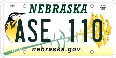 NE license plate ASE110