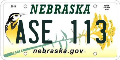 NE license plate ASE113