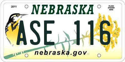 NE license plate ASE116