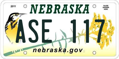 NE license plate ASE117