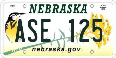 NE license plate ASE125