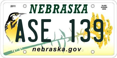NE license plate ASE139