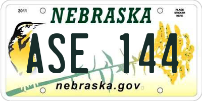NE license plate ASE144