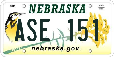 NE license plate ASE151