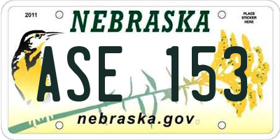 NE license plate ASE153