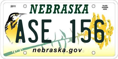 NE license plate ASE156