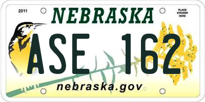 NE license plate ASE162