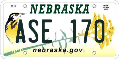 NE license plate ASE170