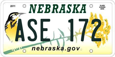 NE license plate ASE172