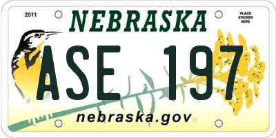 NE license plate ASE197