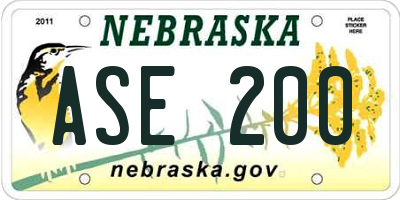 NE license plate ASE200