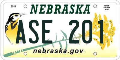 NE license plate ASE201
