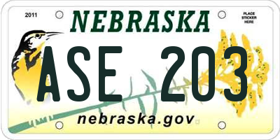 NE license plate ASE203