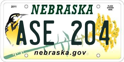 NE license plate ASE204