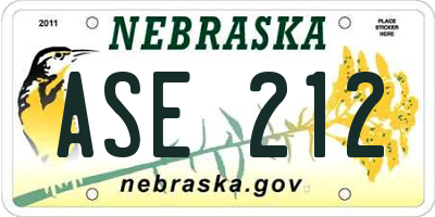 NE license plate ASE212