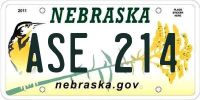 NE license plate ASE214