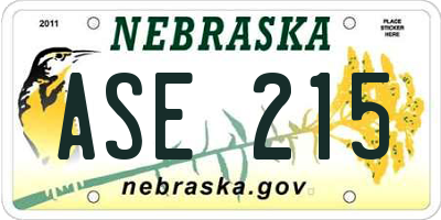 NE license plate ASE215