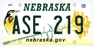 NE license plate ASE219