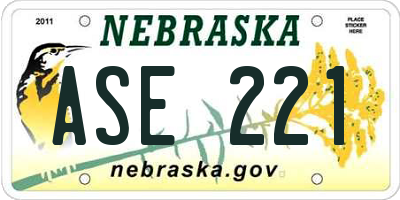 NE license plate ASE221
