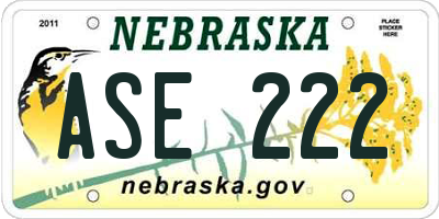 NE license plate ASE222