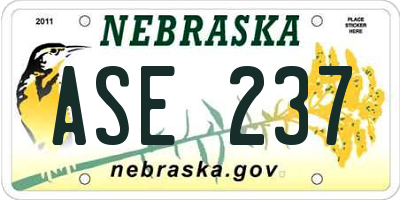 NE license plate ASE237