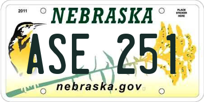 NE license plate ASE251