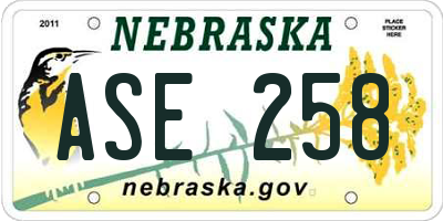 NE license plate ASE258