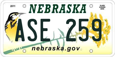 NE license plate ASE259