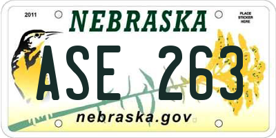NE license plate ASE263
