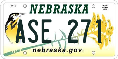 NE license plate ASE271