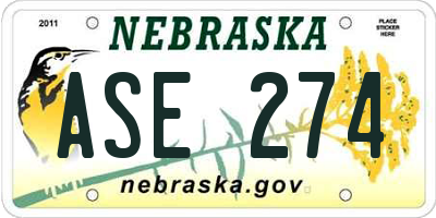NE license plate ASE274
