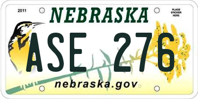 NE license plate ASE276