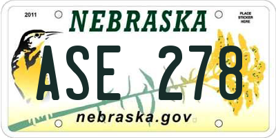 NE license plate ASE278