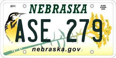 NE license plate ASE279
