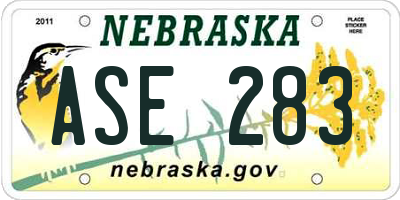 NE license plate ASE283