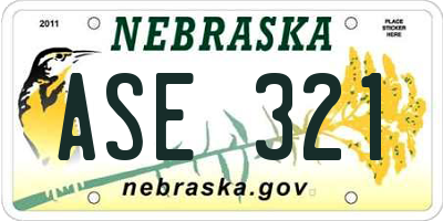 NE license plate ASE321