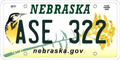 NE license plate ASE322