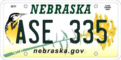 NE license plate ASE335