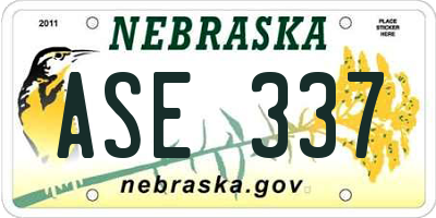 NE license plate ASE337