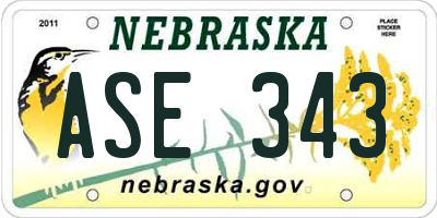 NE license plate ASE343